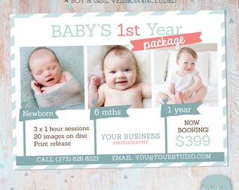 Baby's Photography Marketing Board - Baby's First Year Sessions - Photoshop template - IB001 - INSTANT DOWNLOAD