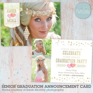 Senior Graduation Announcement Card Template - Photoshop Template - AG007 - INSTANT DOWNLOAD