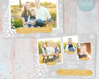 Christmas, Card, Template, Holiday, Christmas Card Template, Holiday Card, Photoshop template - AC003 - INSTANT DOWNLOAD