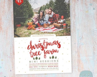 Christmas Mini Session Template - Christmas Tree Farm - Photography Marketing - Photoshop template - IC031 - INSTANT DOWNLOAD