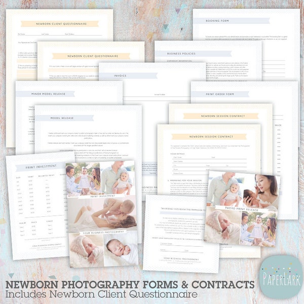 Neugeborenen Fotografie Verträge und Formulare Set - NG041 - SOFORT Download