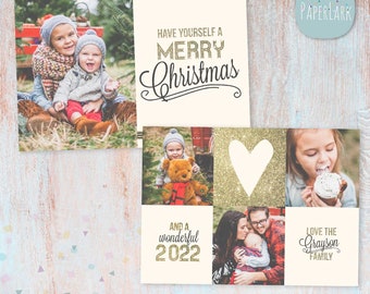 Christmas Card, Christmas Card Template, Merry Christmas, Happy Christmas - Photoshop template - AC065 - INSTANT DOWNLOAD