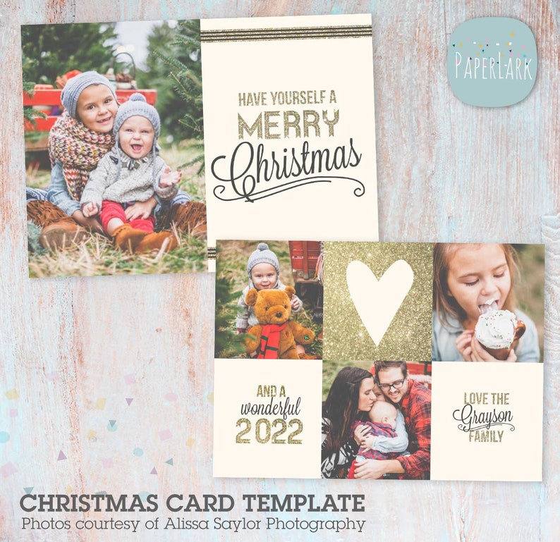 Christmas Card, Christmas Card Template, Merry Christmas, Happy Christmas - Photoshop template - AC065 - INSTANT DOWNLOAD 