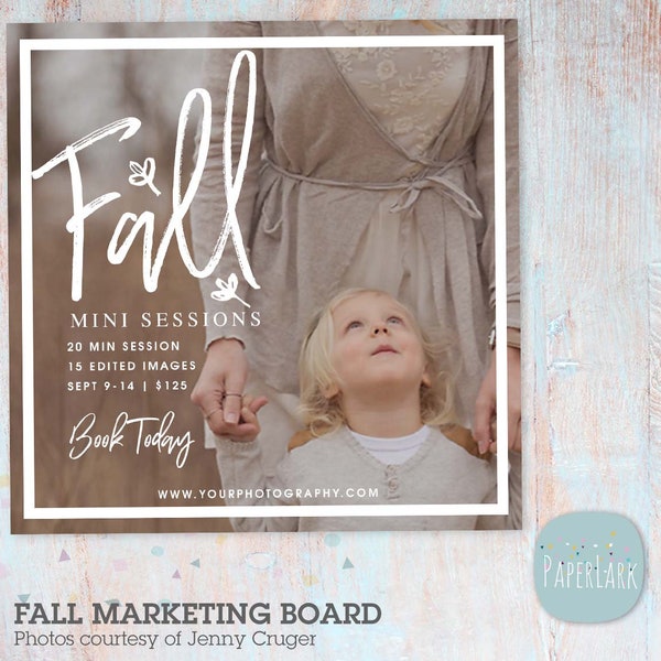 Fall Mini Session, Fall Marketing Board, Minis, Mini Sessions, Marketing Board, Fall Flyer - Photoshop template - IW029 - INSTANT DOWNLOAD