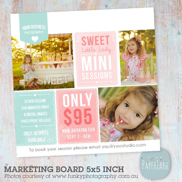 Photography Marketing Board - Sweet Little Lady Mini Sessions - Photoshop Template - IG007 - INSTANT DOWNLOAD