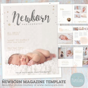 Newborn Photography Magazine Template - 22 Pages - PG016 - Instant Download