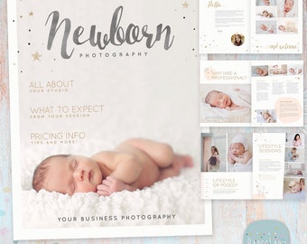 Modèle de magazine de photographie de nouveau-né - 22 pages - PG016 - Téléchargement instantané
