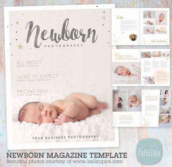 Newborn Photography Magazine Template - 22 Pages - PG016 - Instant Download