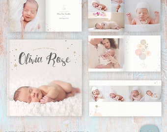 Baby Photo Album, Template, Newborn Photography, Newborn Album, Newborn Template - 12x12- Photoshop template - RN001 - INSTANT DOWNLOAD