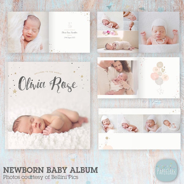 Baby Photo Album, Template, Newborn Photography, Newborn Album, Newborn Template - 12x12- Photoshop template - RN001 - INSTANT DOWNLOAD