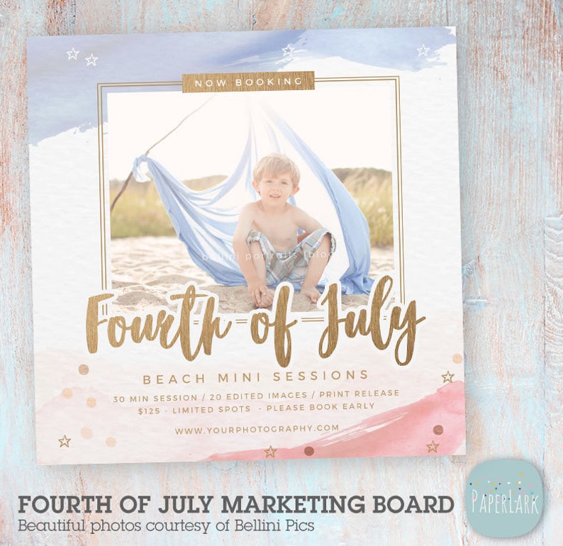 4th July Photography Mini Session Template Photoshop IT005 Instant Download image 1