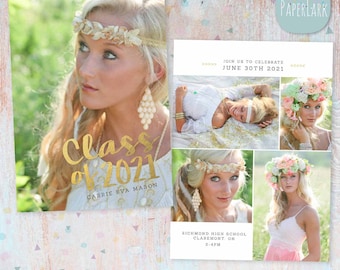 Class of 2022, Announcement Card, Senior Card, Graduation Card, Graduation Template, Photoshop Template - AG012 - INSTANT DOWNLOAD