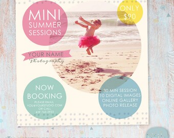 Summer Mini Marketing Board - Mini Sessions - Photoshop template - IH002 - INSTANT DOWNLOAD