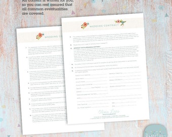 Wedding Photography Contract Template - Photoshop Download -  NG025 - INSTANT Download
