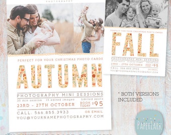 Fall Mini Session Template - Photography Marketing Board - Fall/Autumn Mini Sessions - Photoshop template - IW017 - INSTANT DOWNLOAD