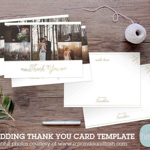 Wedding Thank You Card - Gold Foil Effect -Photoshop template - AW022 - INSTANT DOWNLOAD
