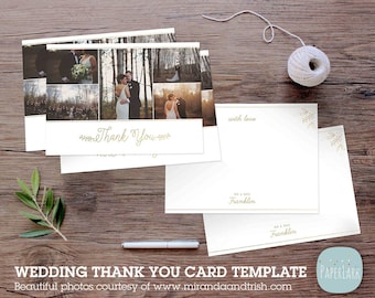 Wedding Thank You Card - Gold Foil Effect -Photoshop template - AW022 - INSTANT DOWNLOAD