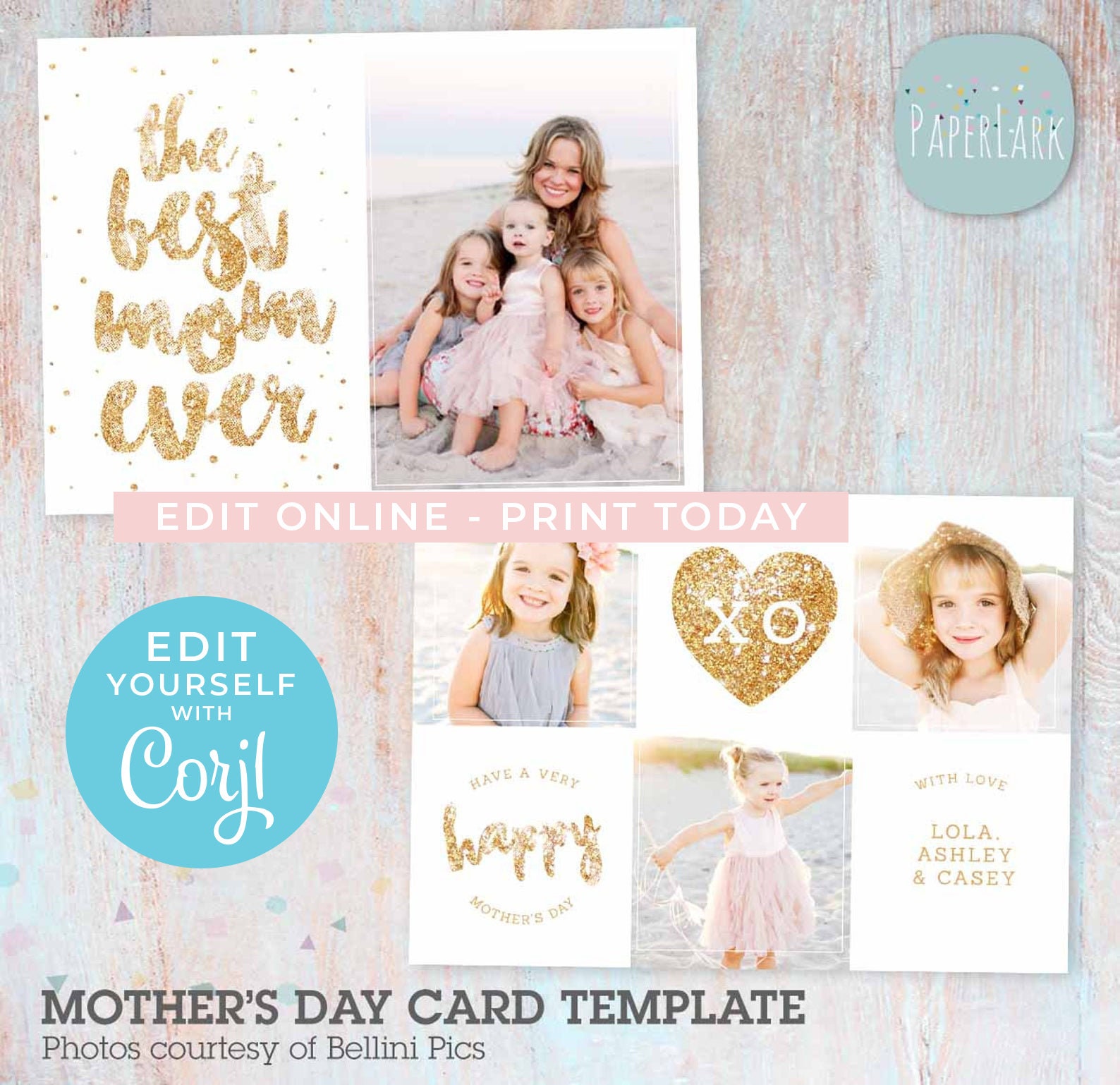 Mother's Day Card Printable - Editable Photo Card, Happy Mothers Day ...