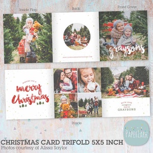 Navidad, Tarjeta, Trifold, Tarjeta de Navidad Trifold, Tarjeta de Navidad, Navidad TriFold, Tarjeta navideña, 5x5 - Plantilla de Photoshop - YC005- DESCARGA INSTANTÁNEA