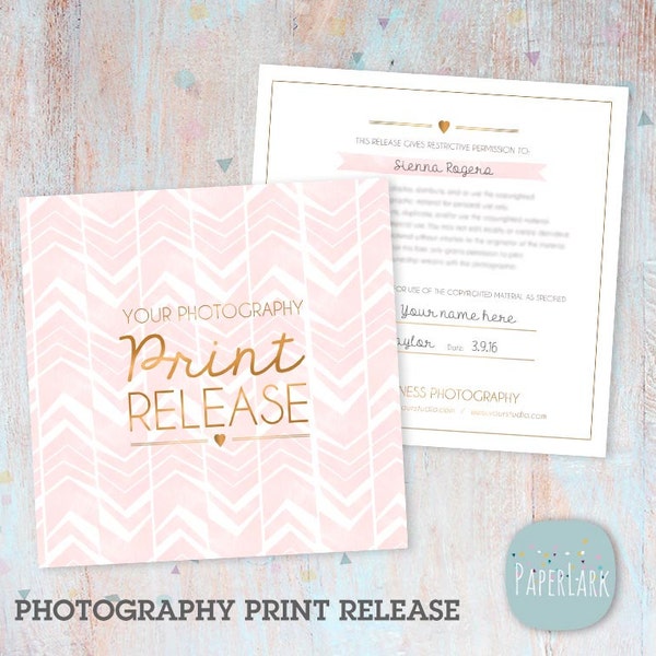 Photography Print Release Card - Photoshop template - VG008 - INSTANT DOWNLOAD