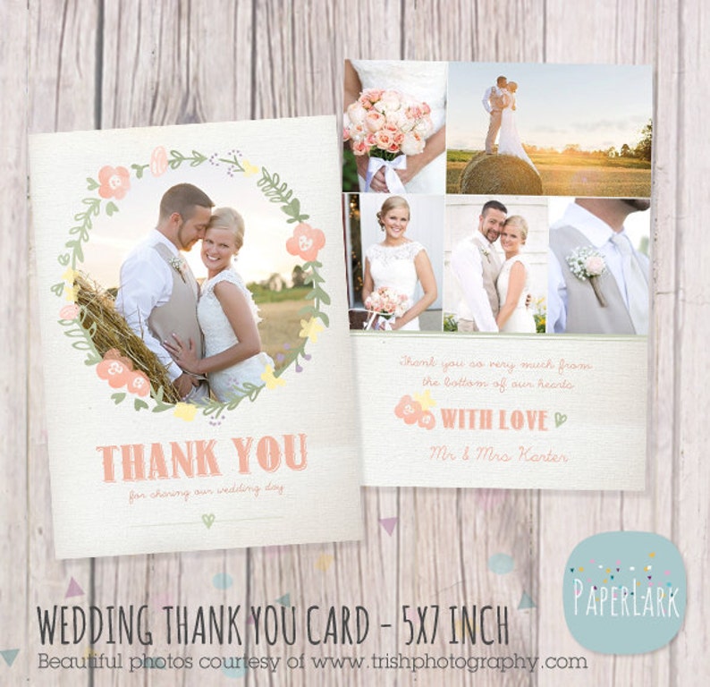 Photoshop template Wedding Thank You Card AW014 INSTANT DOWNLOAD