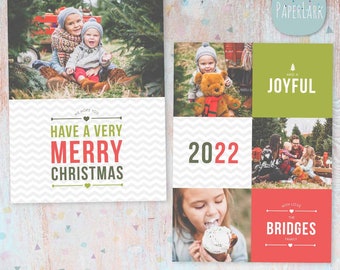 Christmas, Card, Template, Holiday, Christmas Card Template - Photoshop template - AC048 - INSTANT DOWNLOAD