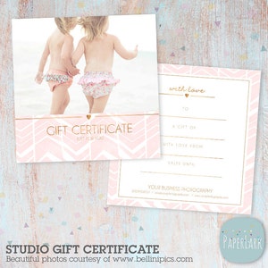 Photography Gift Certificate Photoshop template - VG010 - INSTANT DOWNLOAD