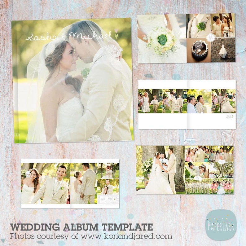 Wedding Album Template 12 x 12 and 10x10 inch supplied Photoshop template RW001 INSTANT DOWNLOAD image 1
