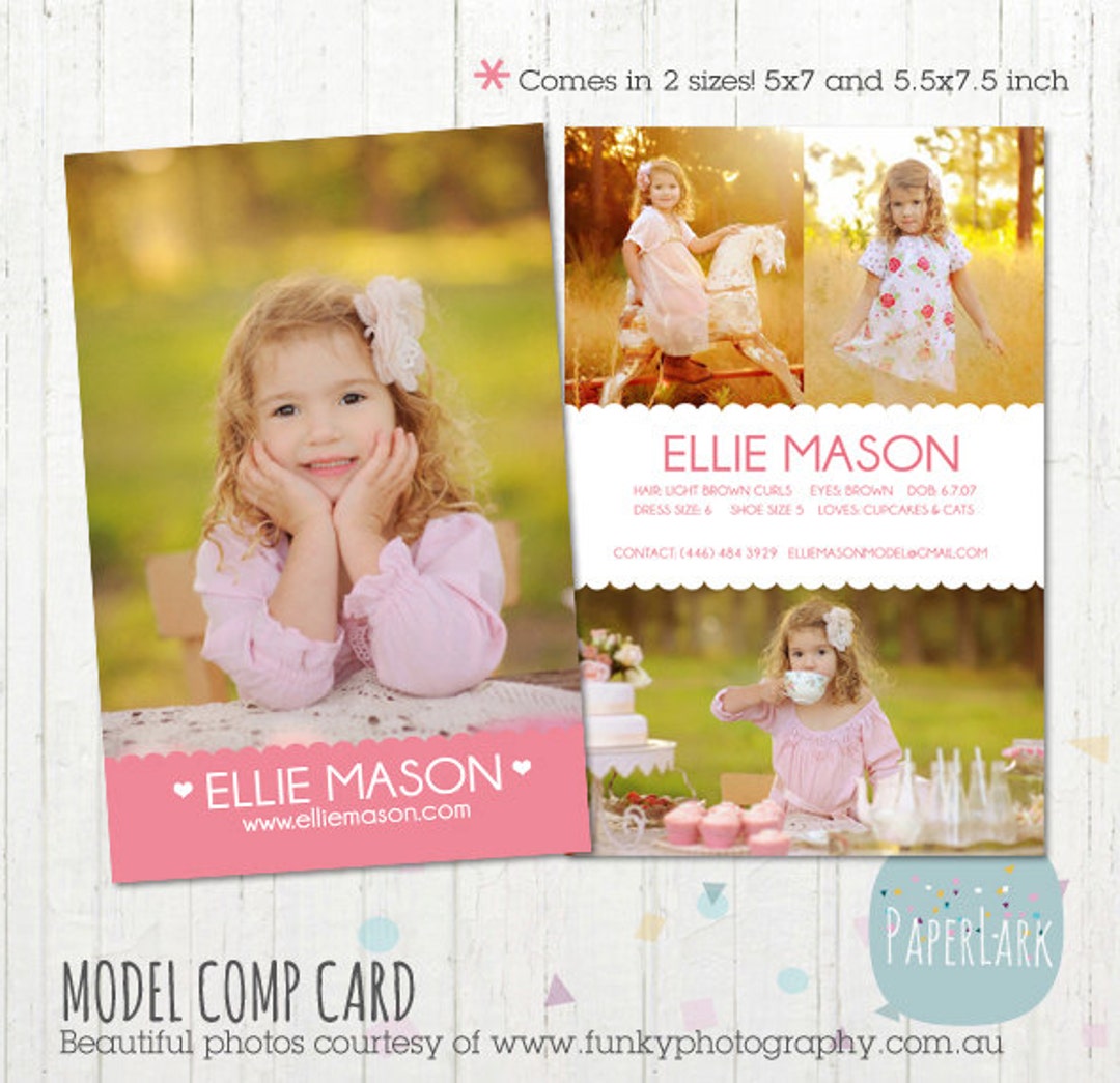 Child Modelling Comp Card - Model Photos - Photoshop Template - AM001 ...