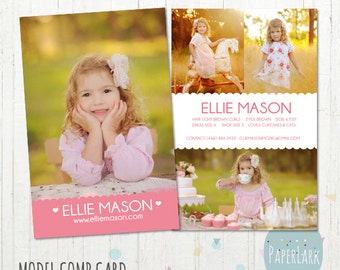 Child Modelling Comp Card - Model Photos - Photoshop template - AM001 - INSTANT DOWNLOAD