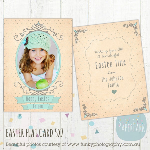 Easter Card Template - Photoshop Template - AE005 - INSTANT DOWNLOAD
