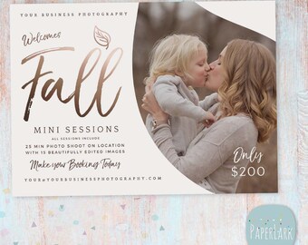 Fall Mini Session, Template, Photography, Marketing Board, Fall/Autumn, Mini Sessions, Photoshop template - IW032 - INSTANT DOWNLOAD