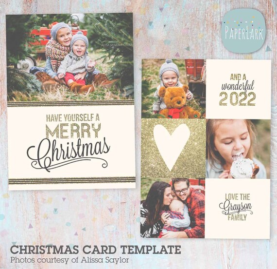 2022 Christmas Card Photoshop Template Christmas Card Template Holiday Christmas Card Template | Etsy Ireland