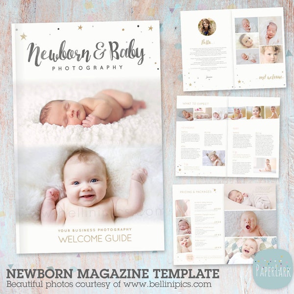 Newborn Photography Magazine - Newborn and Baby - 8 Page - Photoshop Template - PG023 - Instant Download