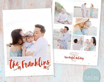 Christmas Card, Christmas Card Template, Merry Christmas, Happy Christmas - Photoshop template - AC107 - INSTANT DOWNLOAD