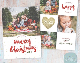 Editable, Christmas Card, Photo Greeting, Card Template, Holiday Card, Christmas, Card Printable, Personalized Card  - AC090C - CORJL