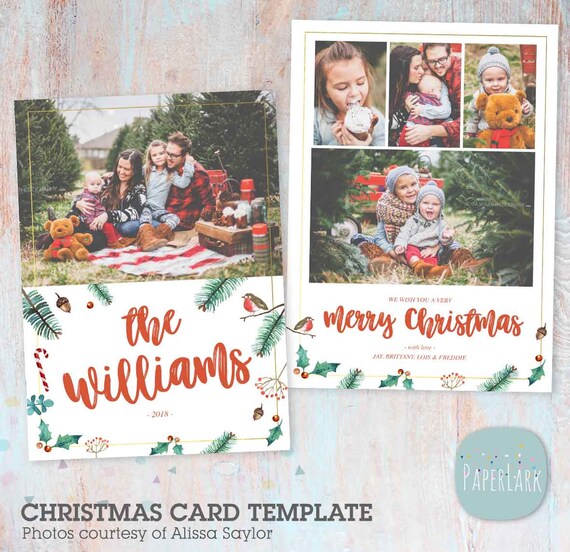 Christmas Card Template Holiday Christmas Card Template | Etsy