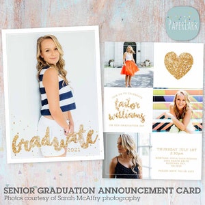 Senior Announcement Card, Graduation Card, Senior Card, Seniors Template, Photoshop Template - AG023 - Instant Download