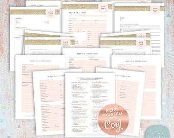 Wedding Planner Forms and Contracts Template Set - Easy Editable Corjl Template - DIY  NG038C