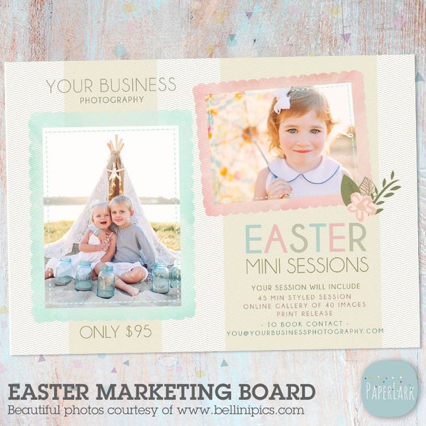 Easter Photography Mini Session Marketing Board - Photoshop template - IE007 - INSTANT DOWNLOAD