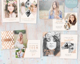 Senior Announcement Card Bundle - Photoshop Template - AG017 - Instant Download