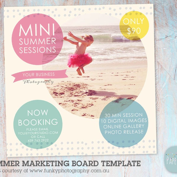 Summer Mini Marketing Board - Mini Sessions - Photoshop template - IH002 - INSTANT DOWNLOAD