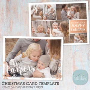 Christmas Card, Christmas Card Template, Merry Christmas, Happy Christmas Photoshop template AC074 INSTANT DOWNLOAD image 1