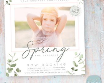 Spring Marketing Board, Spring Template, Mini Session, Photography Template, Spring Mini - Photoshop template - IE025 - INSTANT DOWNLOAD