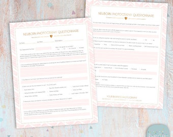 Newborn Photography Questionnaire Client questionniare Photoshop Template - NG028 - INSTANT DOWNLOAD