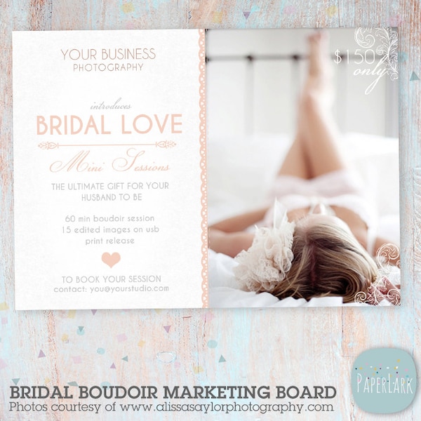 Valentine Bridal Boudoir Marketing Board -  Mini Sessions - Photoshop template - IL002 - INSTANT DOWNLOAD