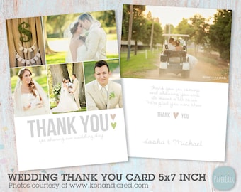 Wedding Thank You Card - Photoshop template - AW002 - INSTANT DOWNLOAD