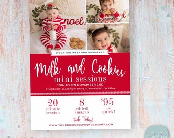 Milch und Kekse, Milch & Kekse, Weihnachtsminis, Xmas Mini Session, Marketing Board, Vorlage, Weihnachtsflyer, Photoshop Vorlage - IC056