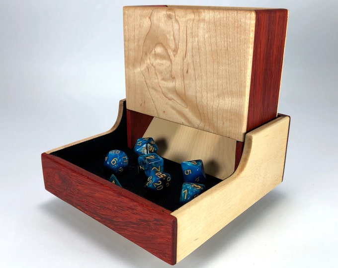 Padauk and Maple Dice Tower and Tray with Dice