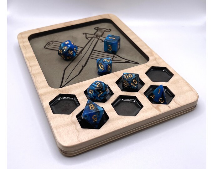 Curly Maple Hardwood RPG Dice Tray with Leather or Felt Rolling Surface ~ Personalized ~ Custom Engraving